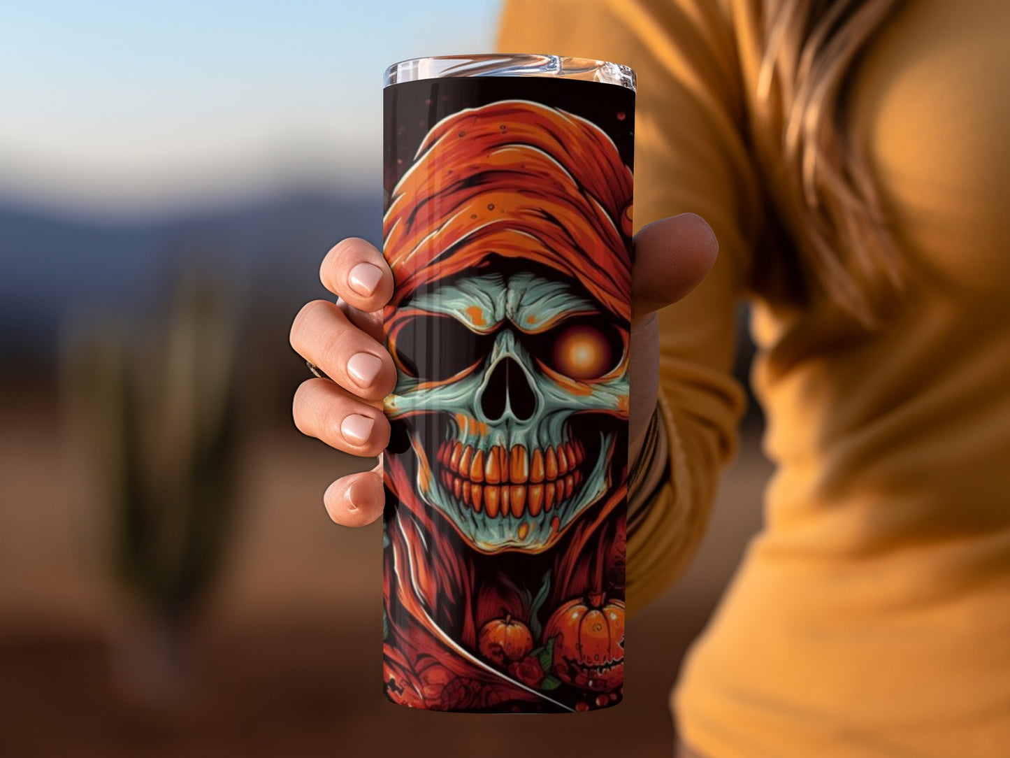Spooky Halloween Skull Art Vacuum Insulated Tumbler