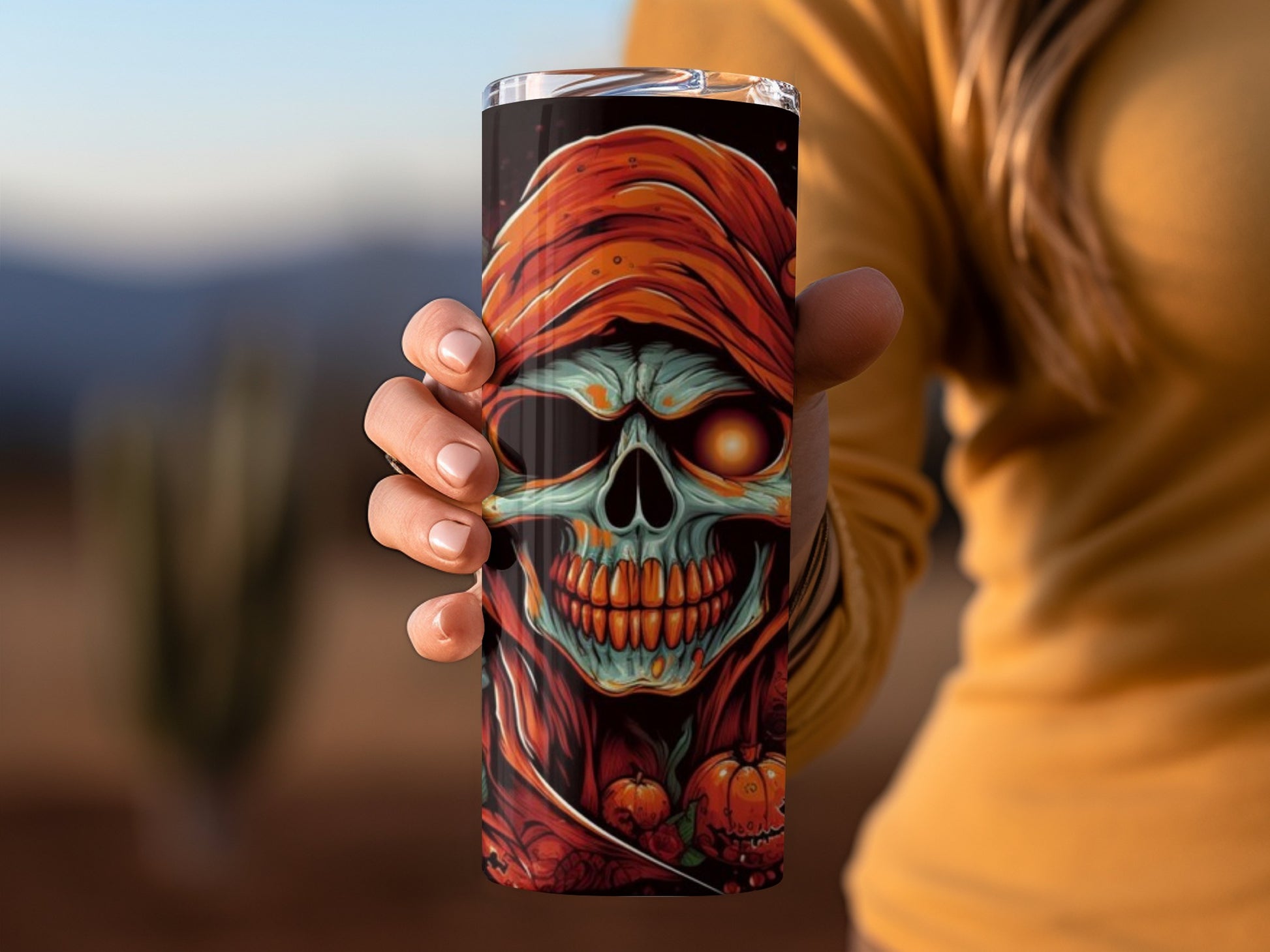 Spooky Halloween Skull Art Vacuum Insulated Tumbler