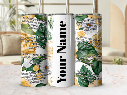 Personalized Bible Verses Floral Insulated Tumbler