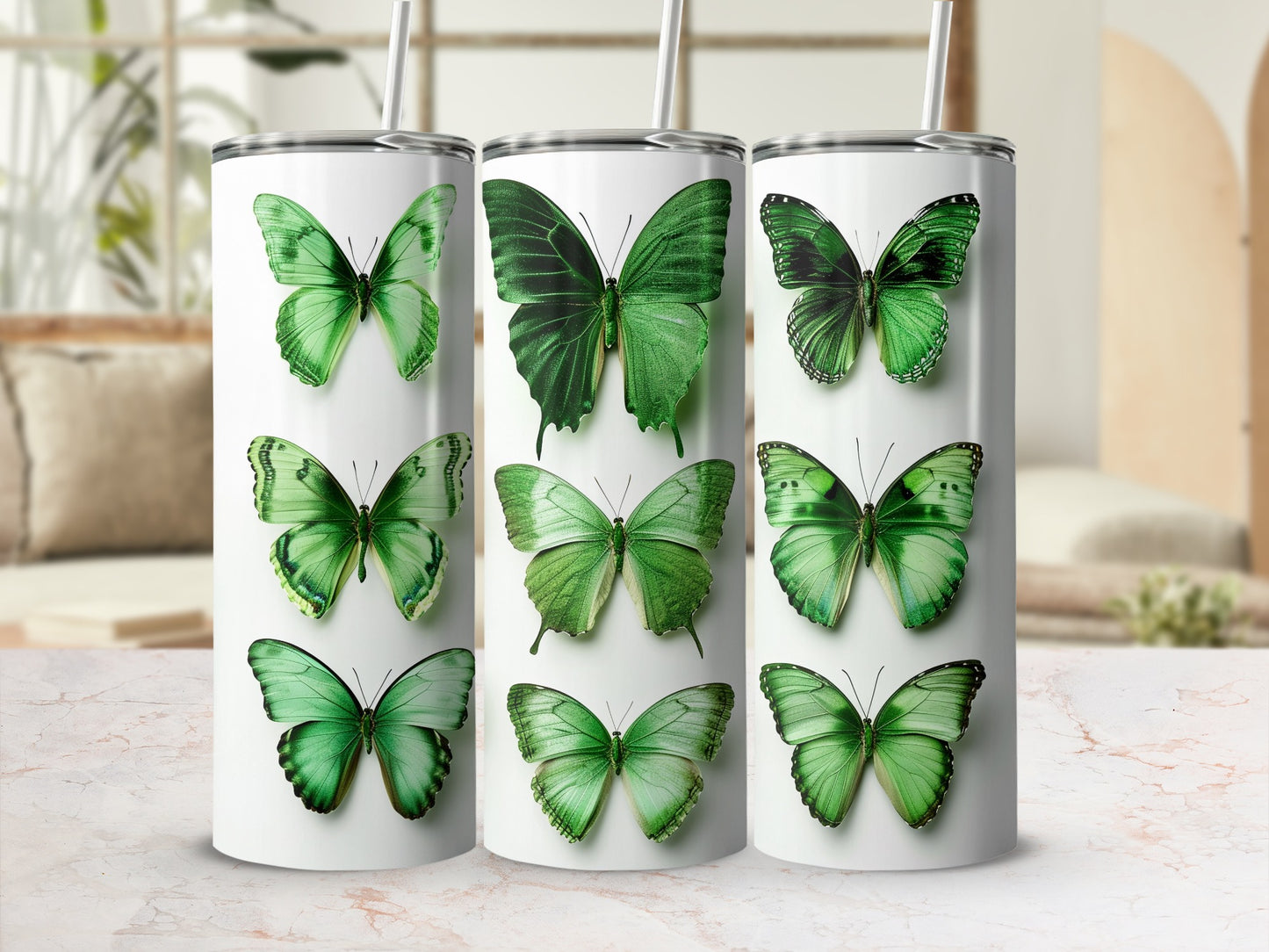 Vivid Green Butterfly Design Insulated Travel product type
