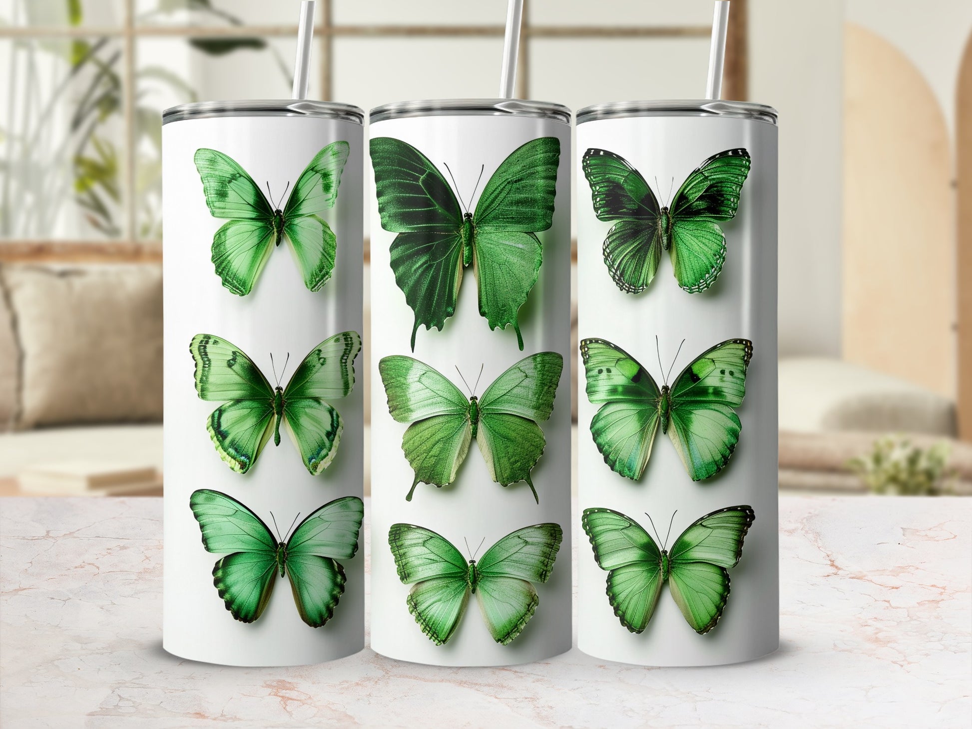 Vivid Green Butterfly Design Insulated Travel product type