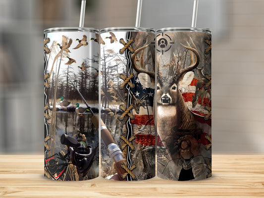 Outdoor Wildlife Adventure Scene Stainless Steel Tumbler