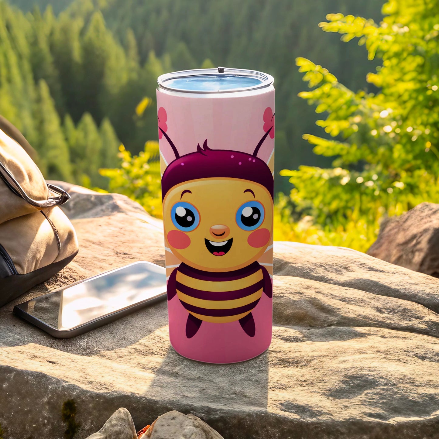 Cartoon Bee Character Pink Drinkware Tumbler product type
Tumbler, Bee, Cartoon, Character, Drinkware, Pink, Cute, Insect, Animal, Beverage, Kids, Fun, Outdoors, Nature, Gift, Travel, Stainless, Insulated, Waterbottle, Cup