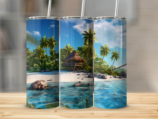 Tropical Island Beach Scenery Tumbler Product