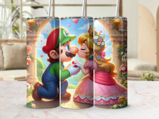 Princess and Plumber Kissing Scene Insulated Tumbler