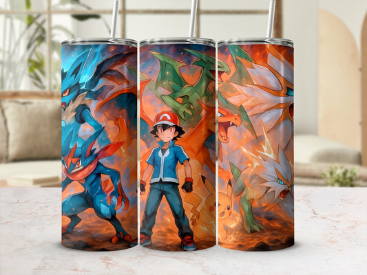 Vibrant Anime Characters and Creatures Tumbler Set