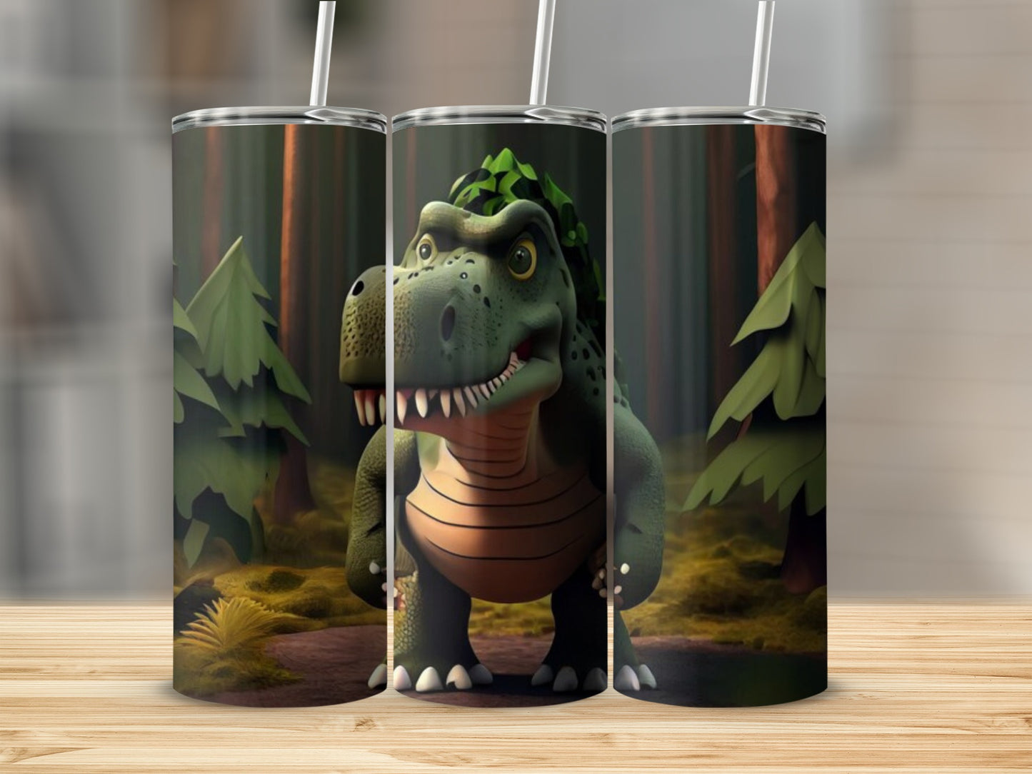 Adorable Dinosaur Illustration Custom Tumbler Cup