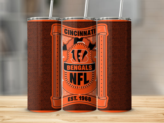 Cincinnati Bengals Est 1968 with NFL Logo Design Tumbler