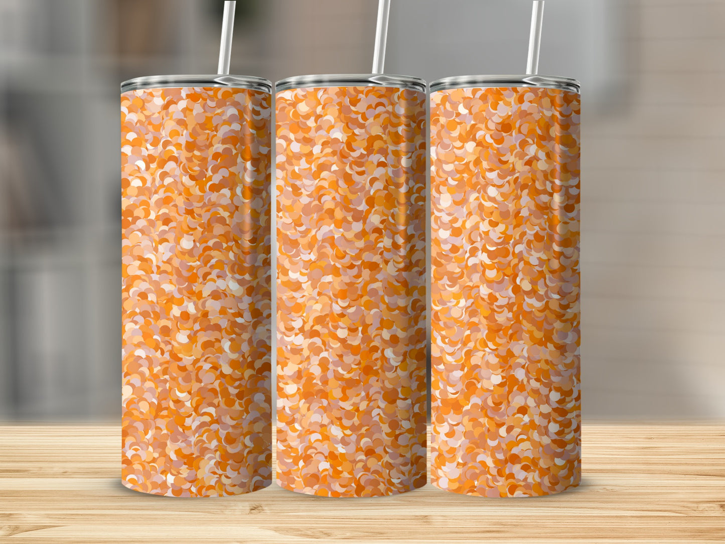 Colorful Orange Patterned Tall Drinkware Product