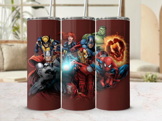 Marvel Heroes Tumbler with Straw Travel Mug 20oz