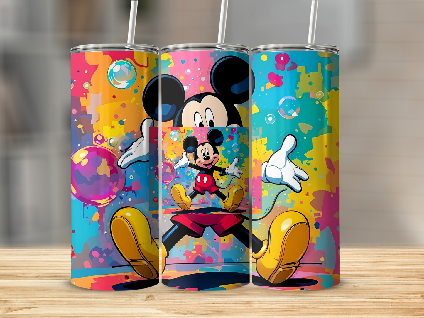 Colorful Mickey Mouse Design Insulated Tumbler Cup