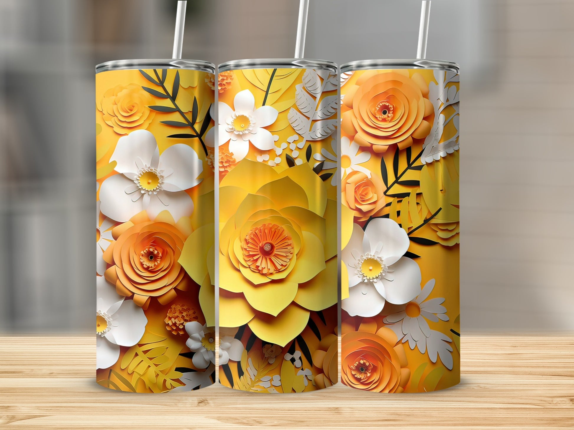 Bright Floral Patterned Insulated Tumbler Product