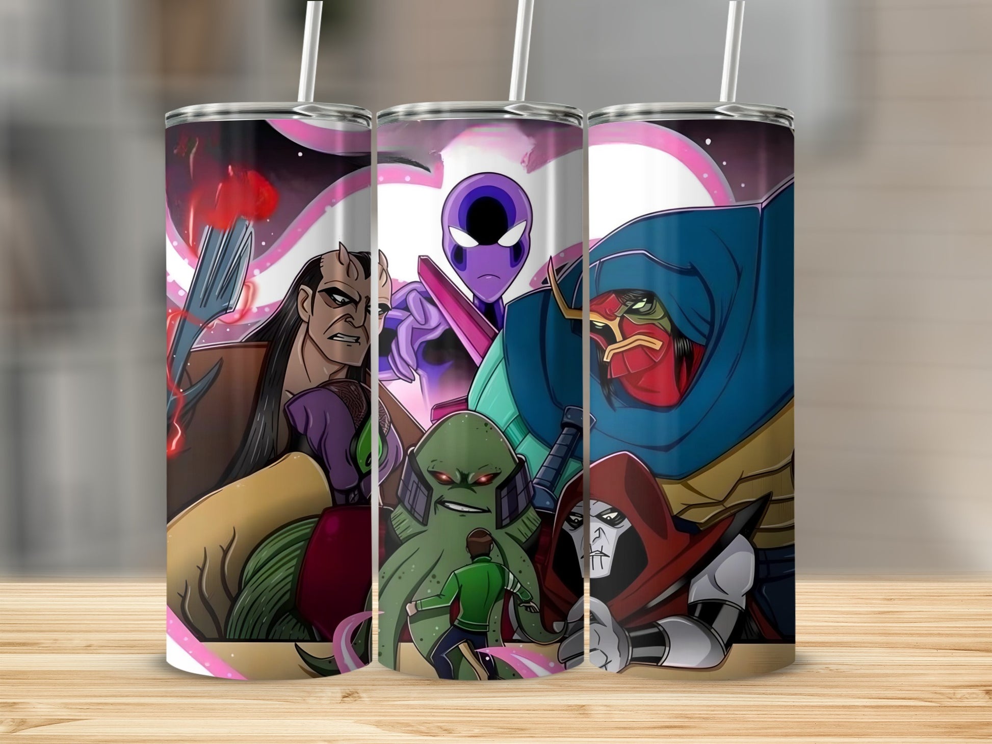 Colorful Cartoon Villains Characters Printed Tumbler