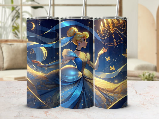 Midnight Princess Tumbler with Straw Elegant Design