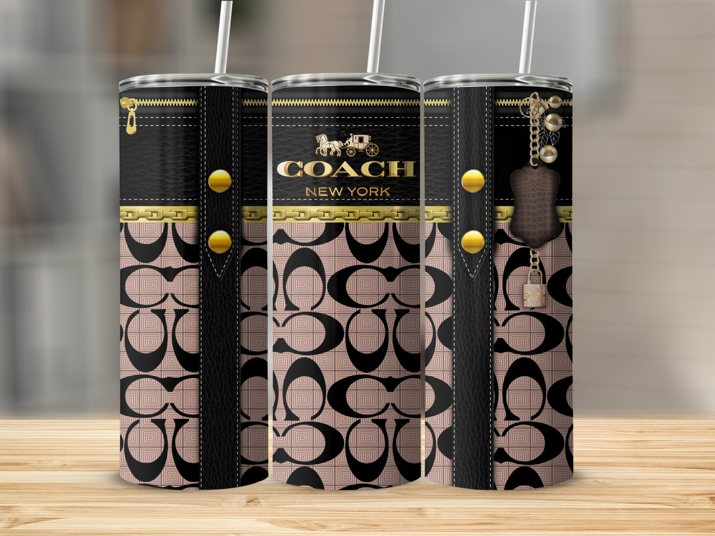 Coach New York Patterned Design Beverage Tumbler
