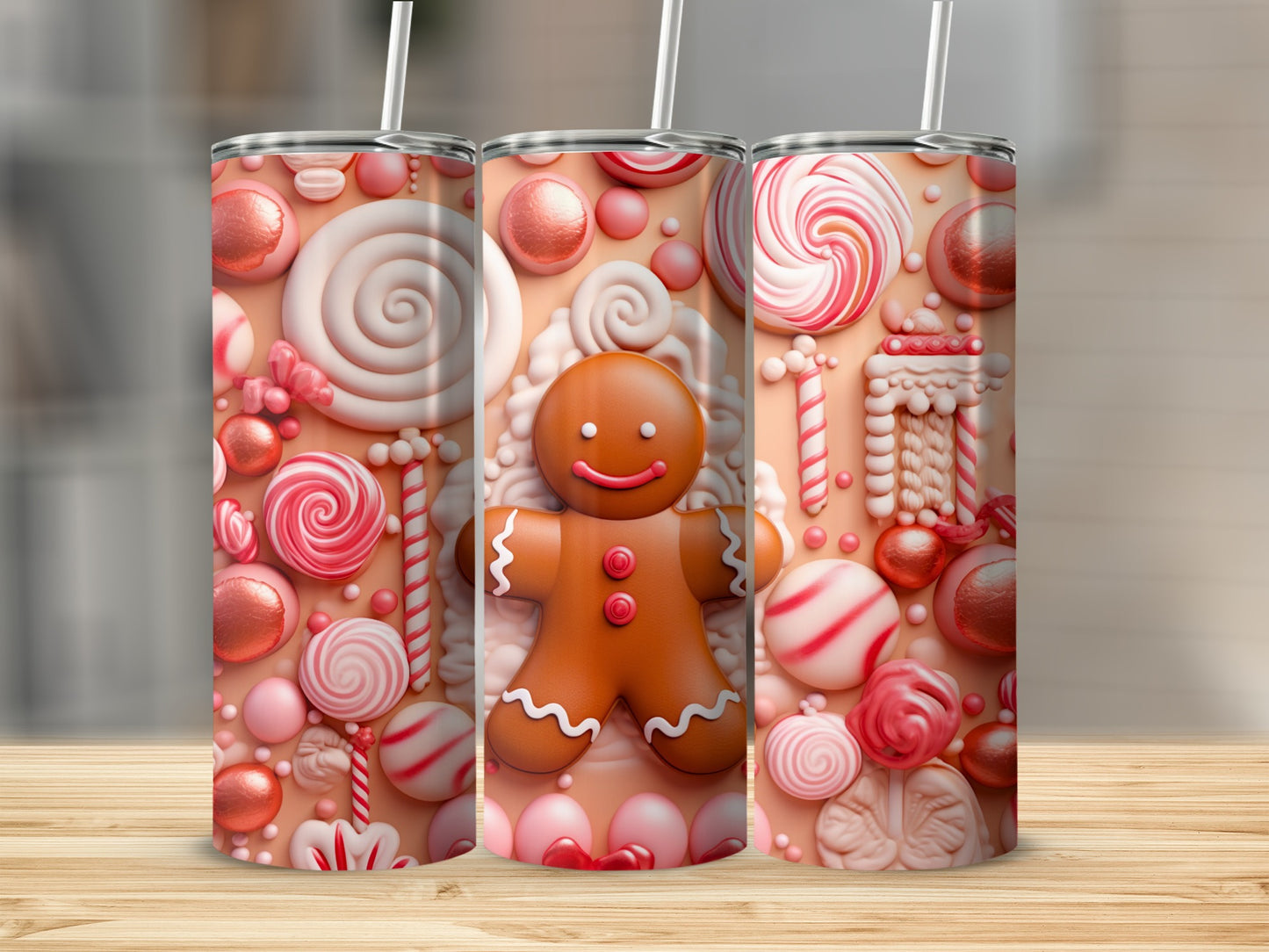 Candyland Gingerbread Pattern Insulated Tumbler