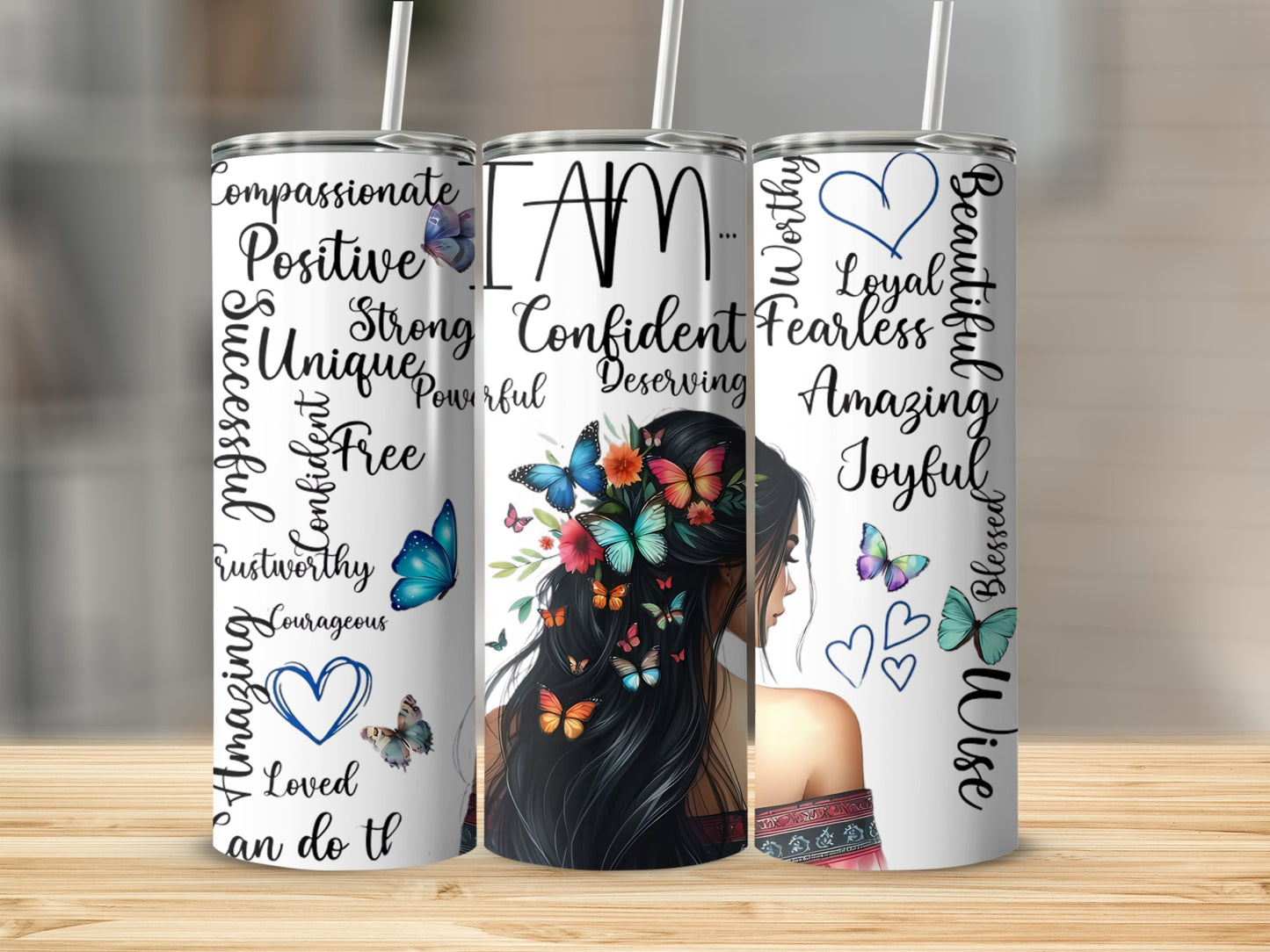 Inspirational Butterfly and Floral Art Insulated Tumbler