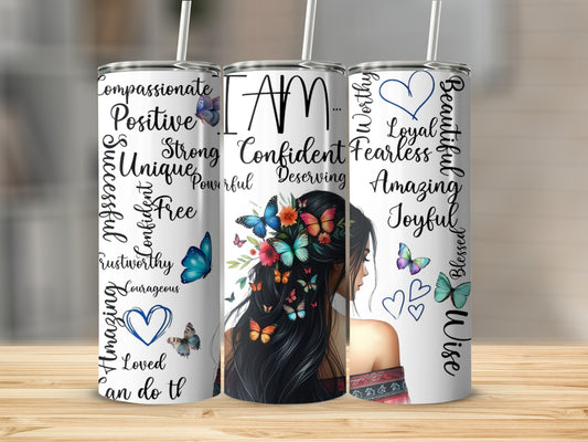 Inspirational Butterfly and Floral Art Insulated Tumbler