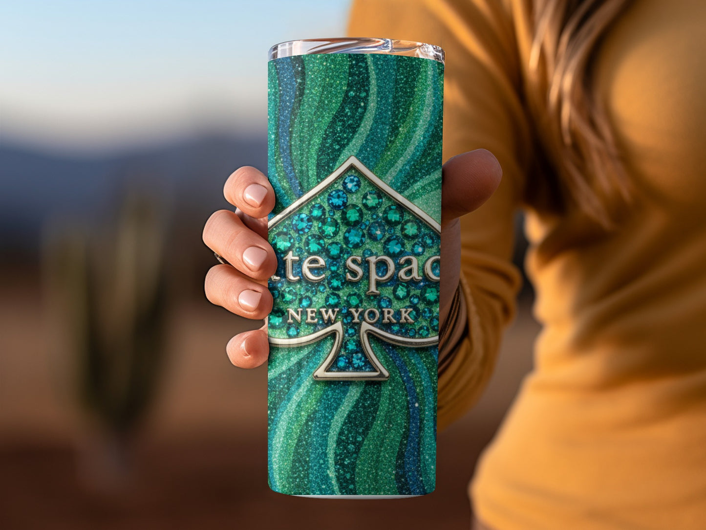 Inspired By Fabulous Kate Spade New York Spade Jeweled Teal Glitter Tumblers
