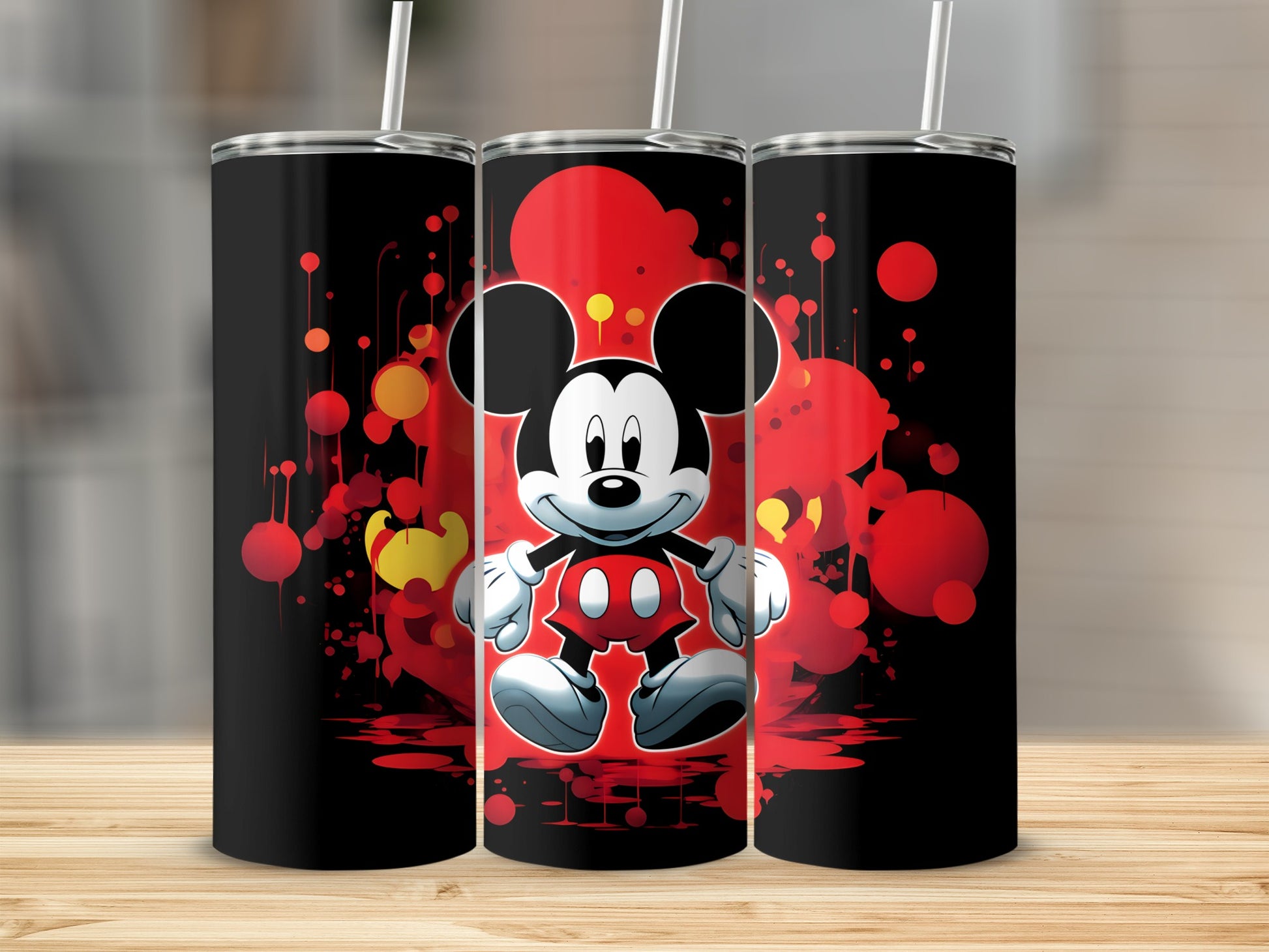 Mickey Mouse Themed Tumbler With Hearts and Bubbles