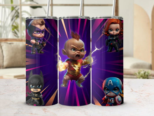 Superhero Baby Characters Drink Tumbler with Stainless Straw