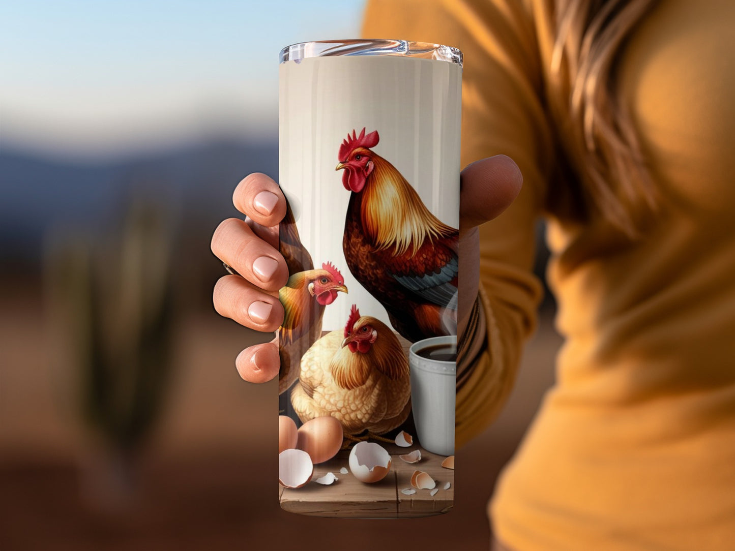 Colorful Rooster Chicken Coffee Egg Tumbler Cup