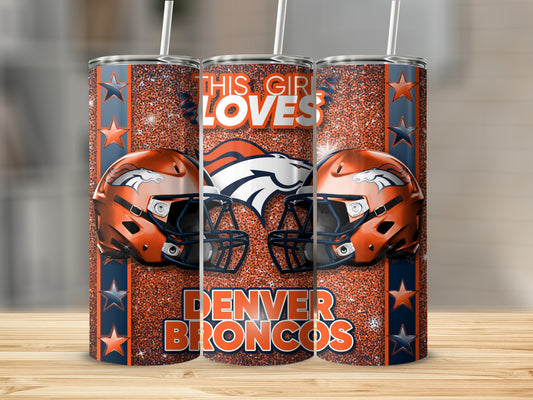 This Girl Loves Denver Broncos Helmets Starry Tumblers