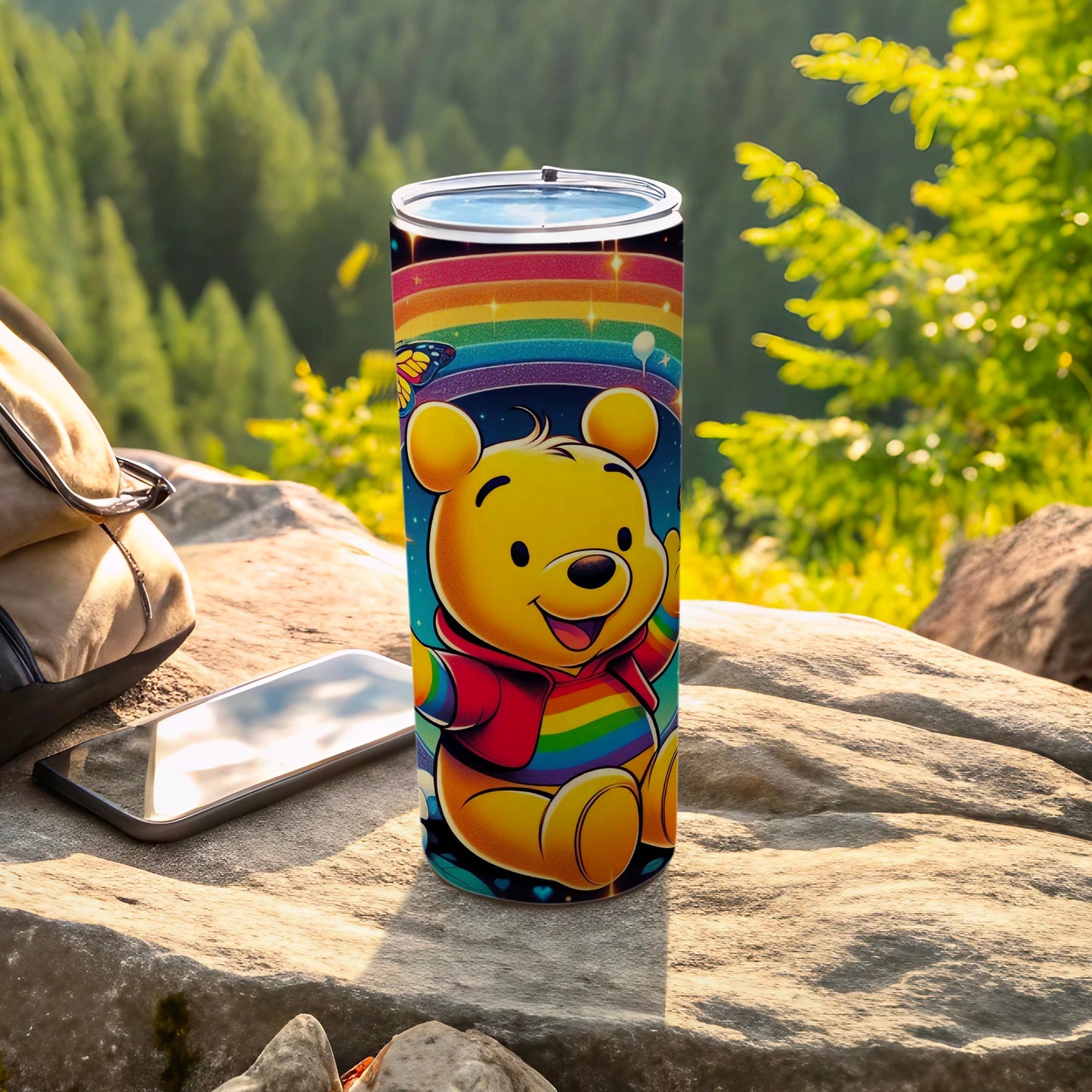 Colorful Cartoon Bear with Rainbow Design Tumbler