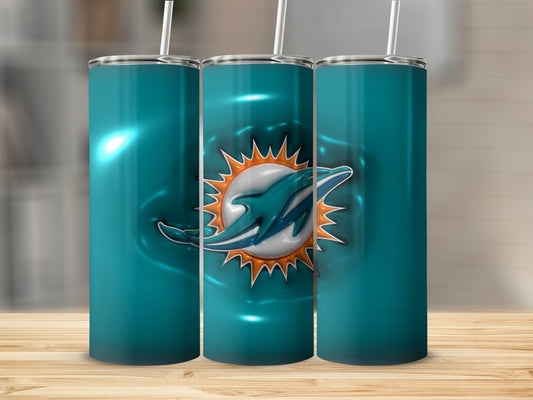 Miami Dolphins Logo Teal Background Design Cool Tumblers