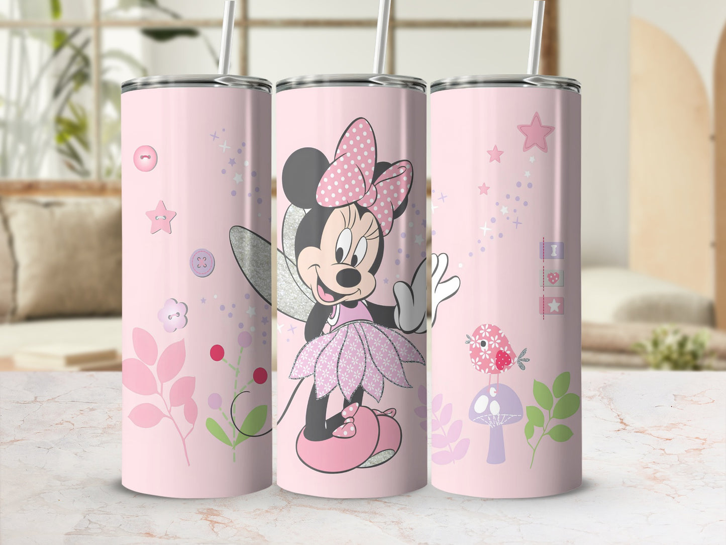 Cute Pink Minnie Mouse Design Tumbler for Kids