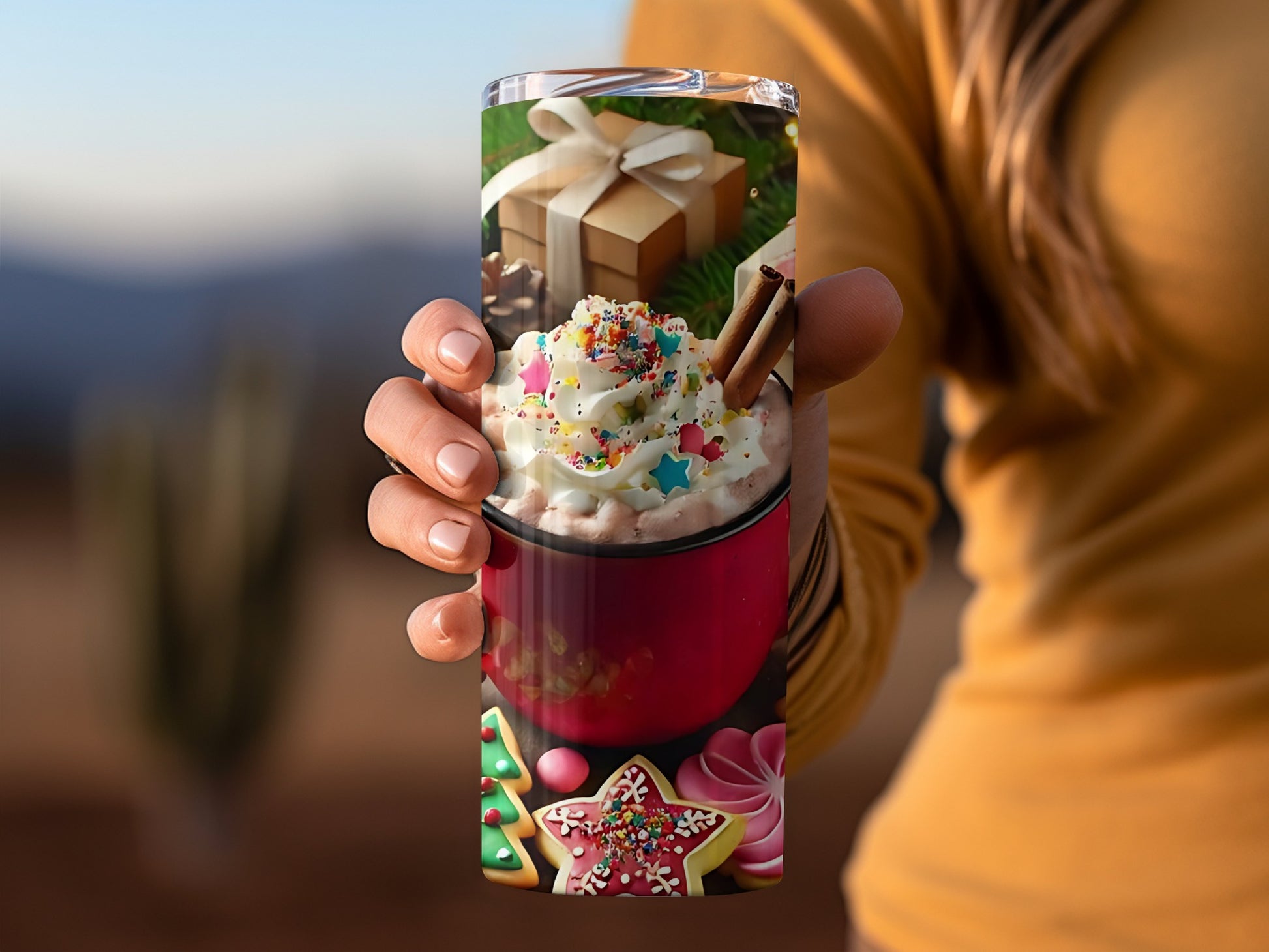 Festive Hot Chocolate and Christmas Cookies Tumbler