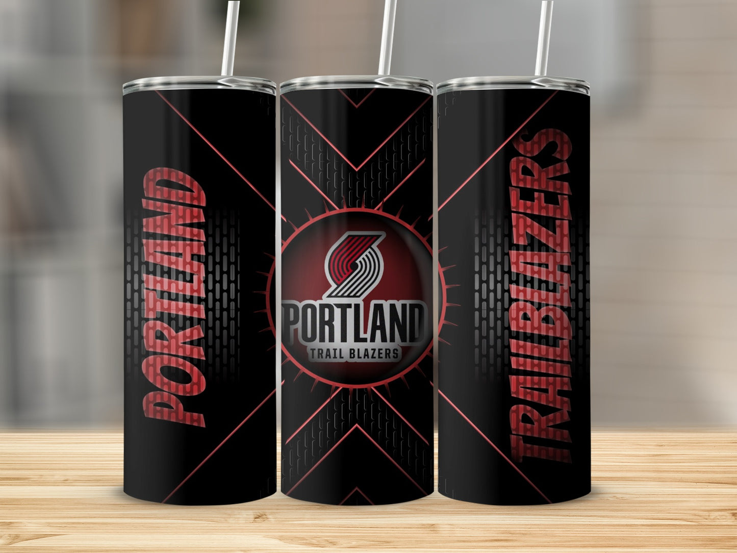 Portland Trail Blazers Logo Artistic Black Tumblers