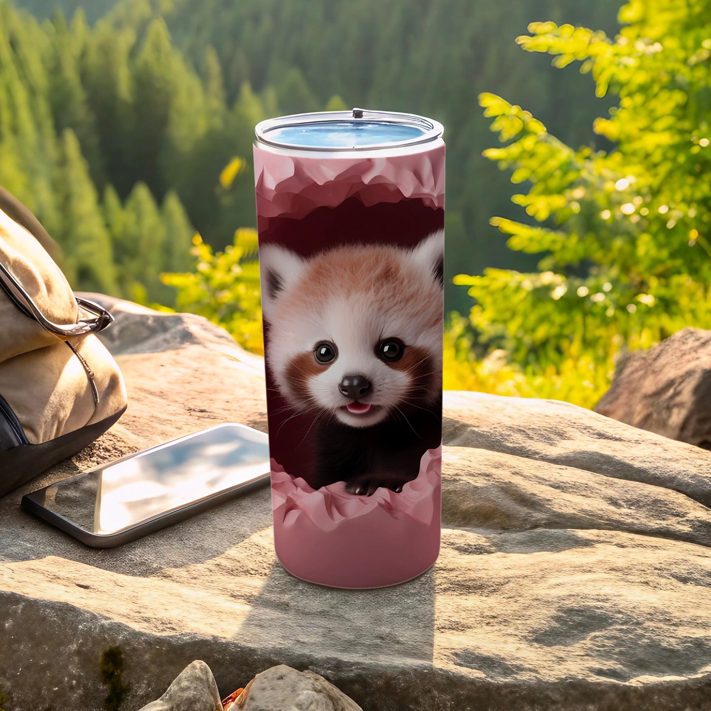 Adorable Red Panda Insulated Tumbler with Lid Flask