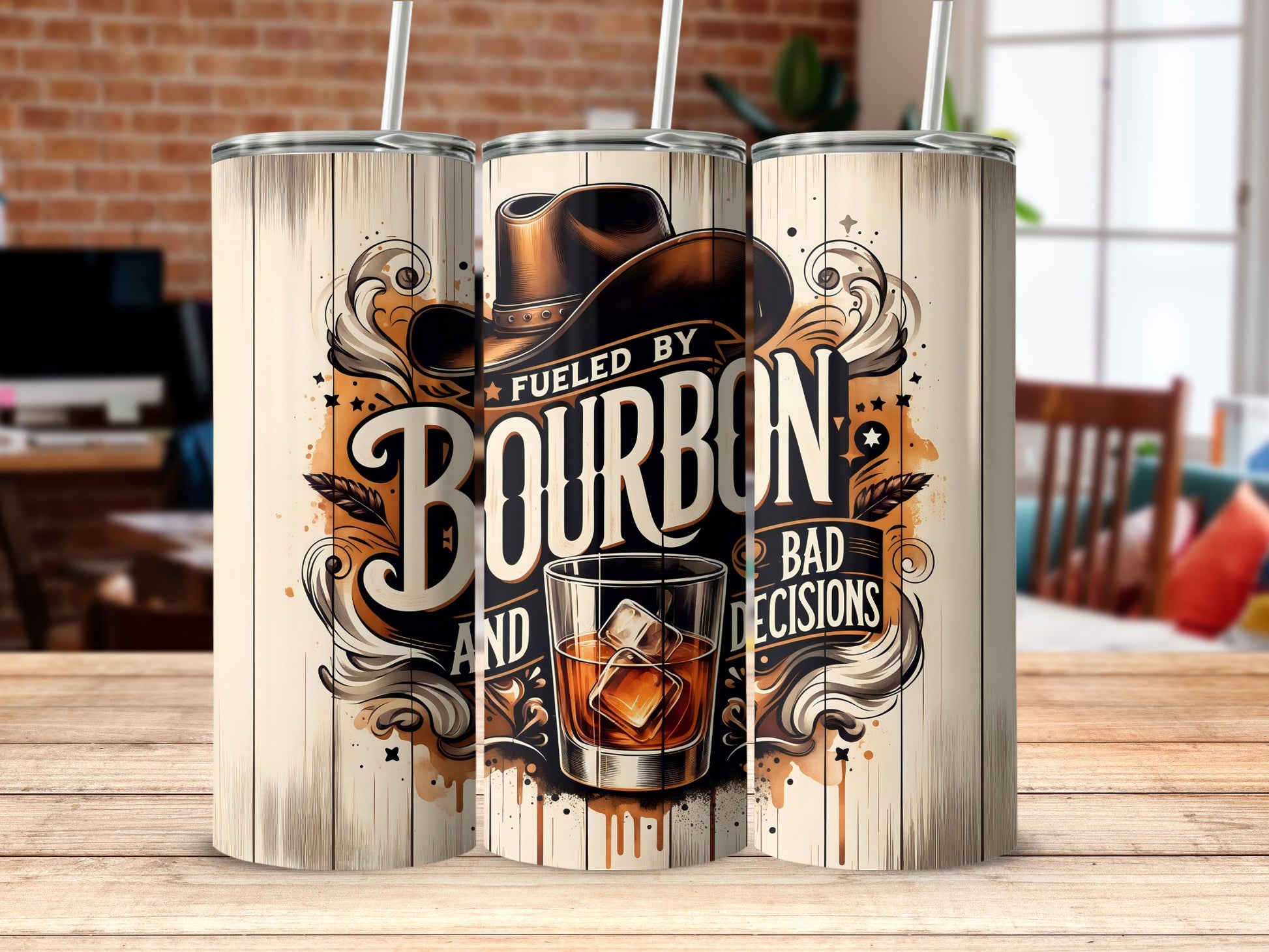 Fueled By Bourbon And Bad Decisions Tumbler product type
Bourbon Tumbler
Bad Decisions
Fueled By Bourbon
Whiskey Drinkware
Cowboy Hat Tumbler
Western Style Cup
Rustic Design
Funny Tumbler
Humor Quote
Distressed Look
Vintage Aesthetic
Bar Accessories
Alcohol Gift
Men's Gift Idea
Drink Tumbler
Beverage Holder
Statement Piece
Unique Gift
Party Drink
Adult Humor