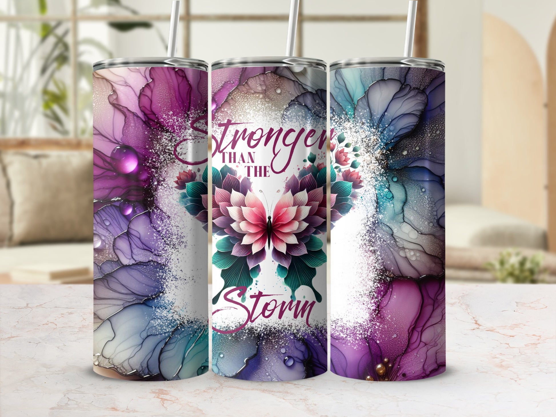 Stronger Than The Storm Flower Art Tumblers