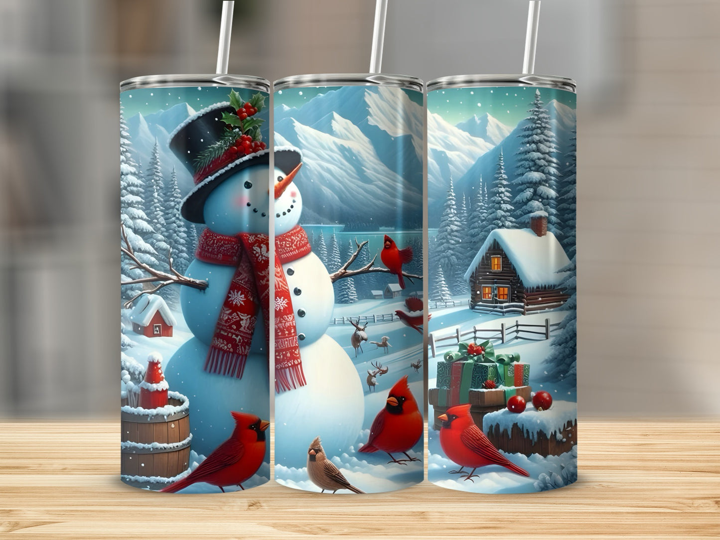 Festive Snowman and Winter Wonderland Tumbler Cup