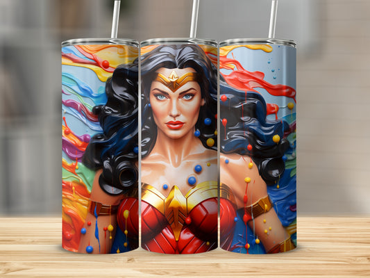 Vibrant superhero-inspired colorful tumbler