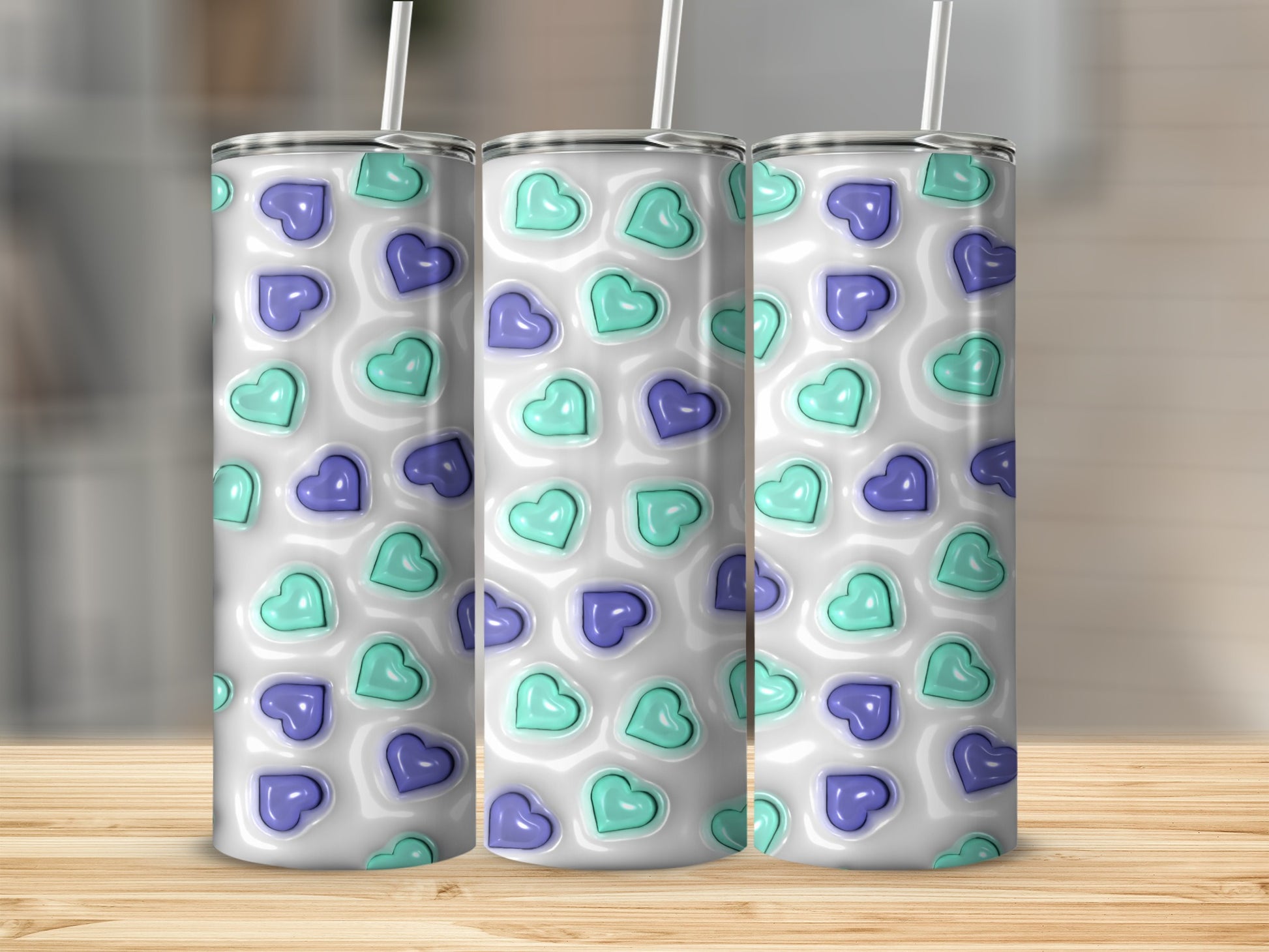 Colorful Heart Pattern Stainless Steel Tumbler
