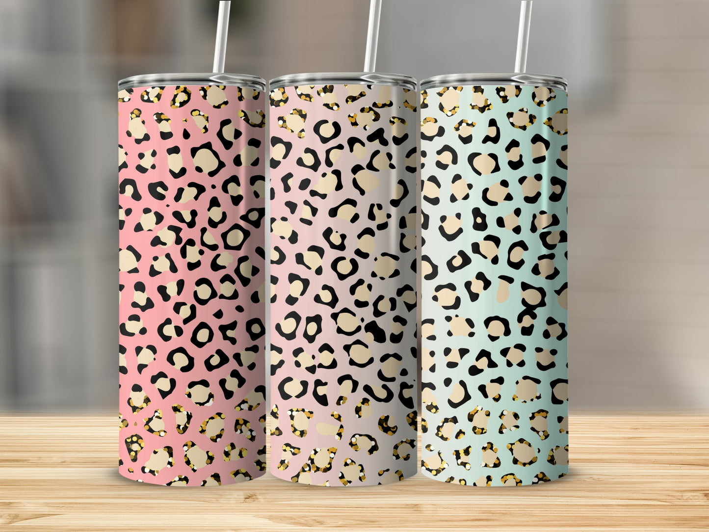 Leopard Print Tumbler with Straw for Stylish Drinkware