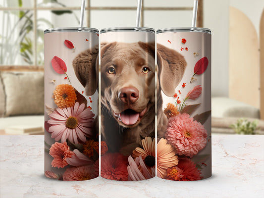 Smiling Chocolate Lab Dog Floral Blooms Tumbler product type
Labrador
Chocolate Lab
Dog Lover
Happy Dog
Pet Parent
Floral Design
Flower Blooms
Pink Flowers
Orange Flowers
Red Leaves
Tumbler
Drinkware
Insulated Tumbler
Travel Mug
Cute Dog
Animal Art
Pet Gift
Dog Theme
Nature Inspired
Brown Dog