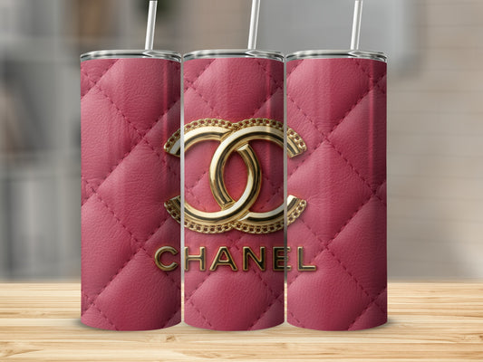 Pink Design with Chanel Logo Patterned Style Tumblers