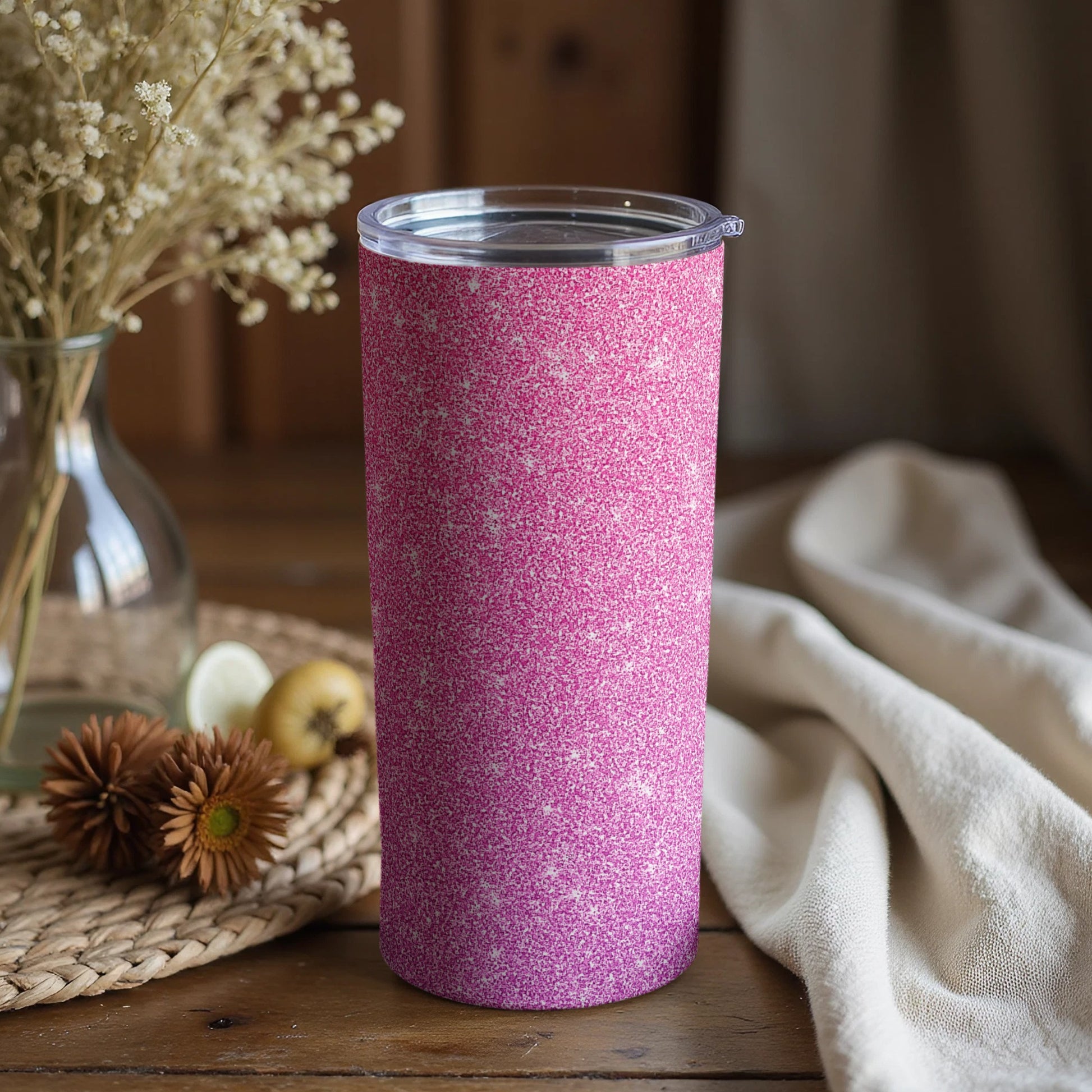 Sparkly Pink Tumbler with Glitter Design Product