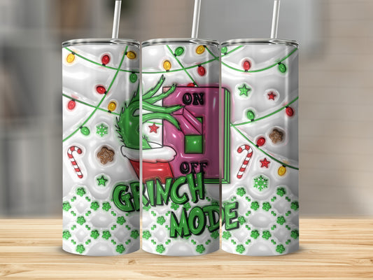 Grinch Mode On Off Christmas Themed Tumbler