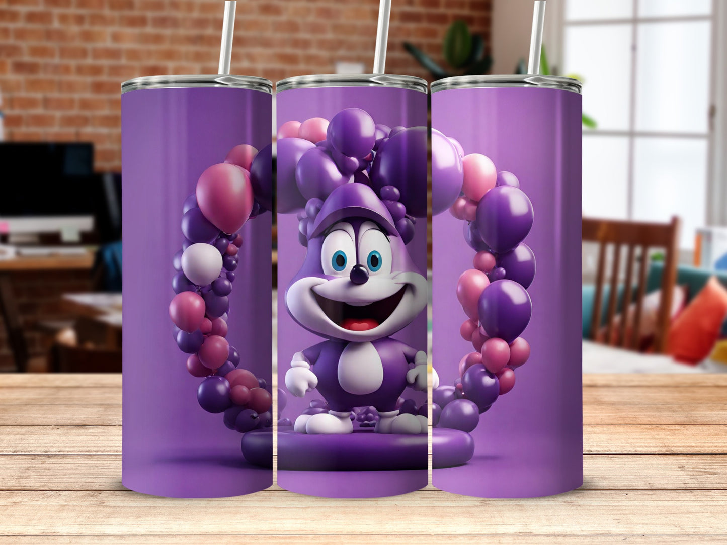 Adorable Purple Cartoon Character Tumbler Design