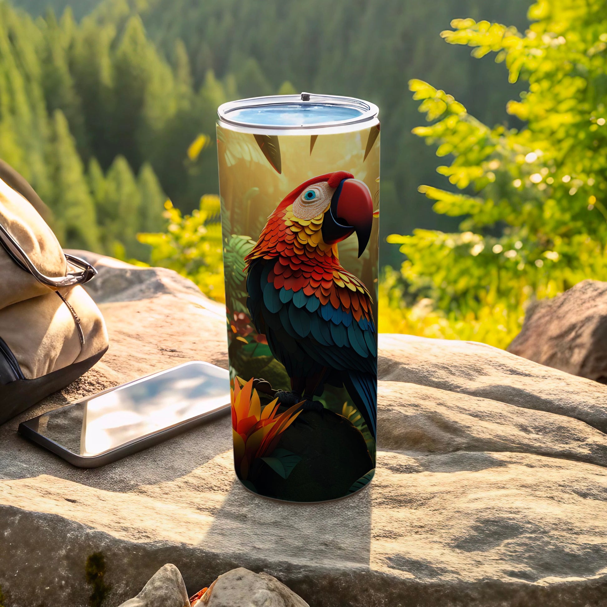 Vibrant Tropical Parrot Scene Travel Tumbler product type
Parrot Tumbler, Macaw Design, Tropical Bird Art, Exotic Animal, Colorful Drinkware, Jungle Theme, Rainforest Vibes, Nature Lover Gift, Outdoor Hydration, Travel Tumbler, Adventure Cup, Wildlife Print, Unique Tumbler, Vibrant Design, Insulated Bottle, Bird Enthusiast, Custom Tumbler, Drink Bottle, Patterned Tumbler, Artistic Parrot
