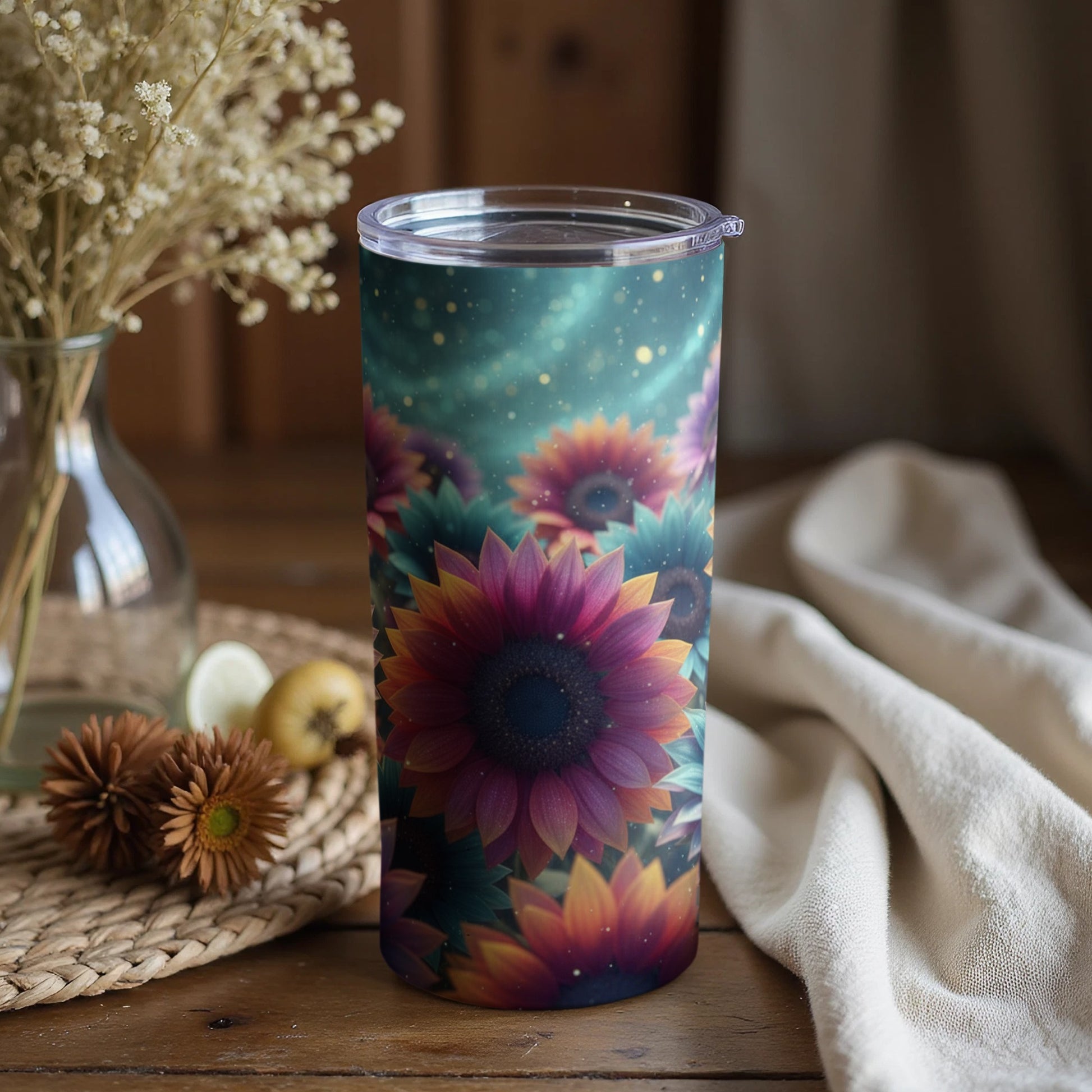 Sunflower Galaxy Tumbler Perfect for On-the-Go