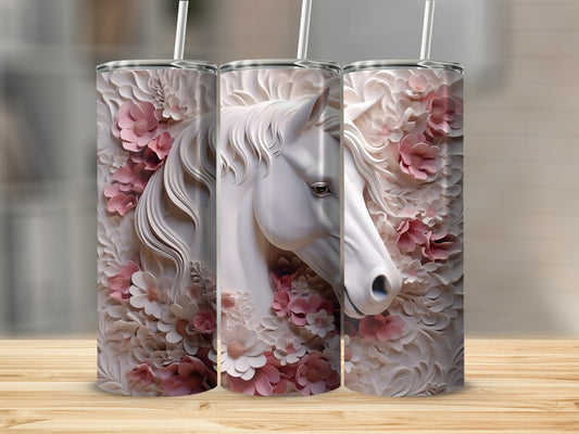 Elegant Horse Floral Design Insulated Tumbler Product
