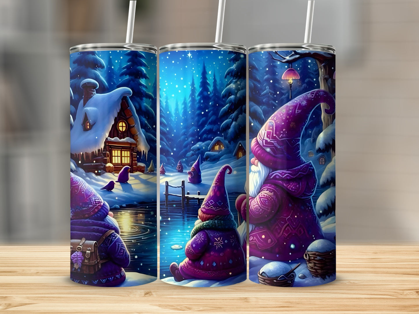 Whimsical Winter Wonderland Gnome Artwork Tumbler