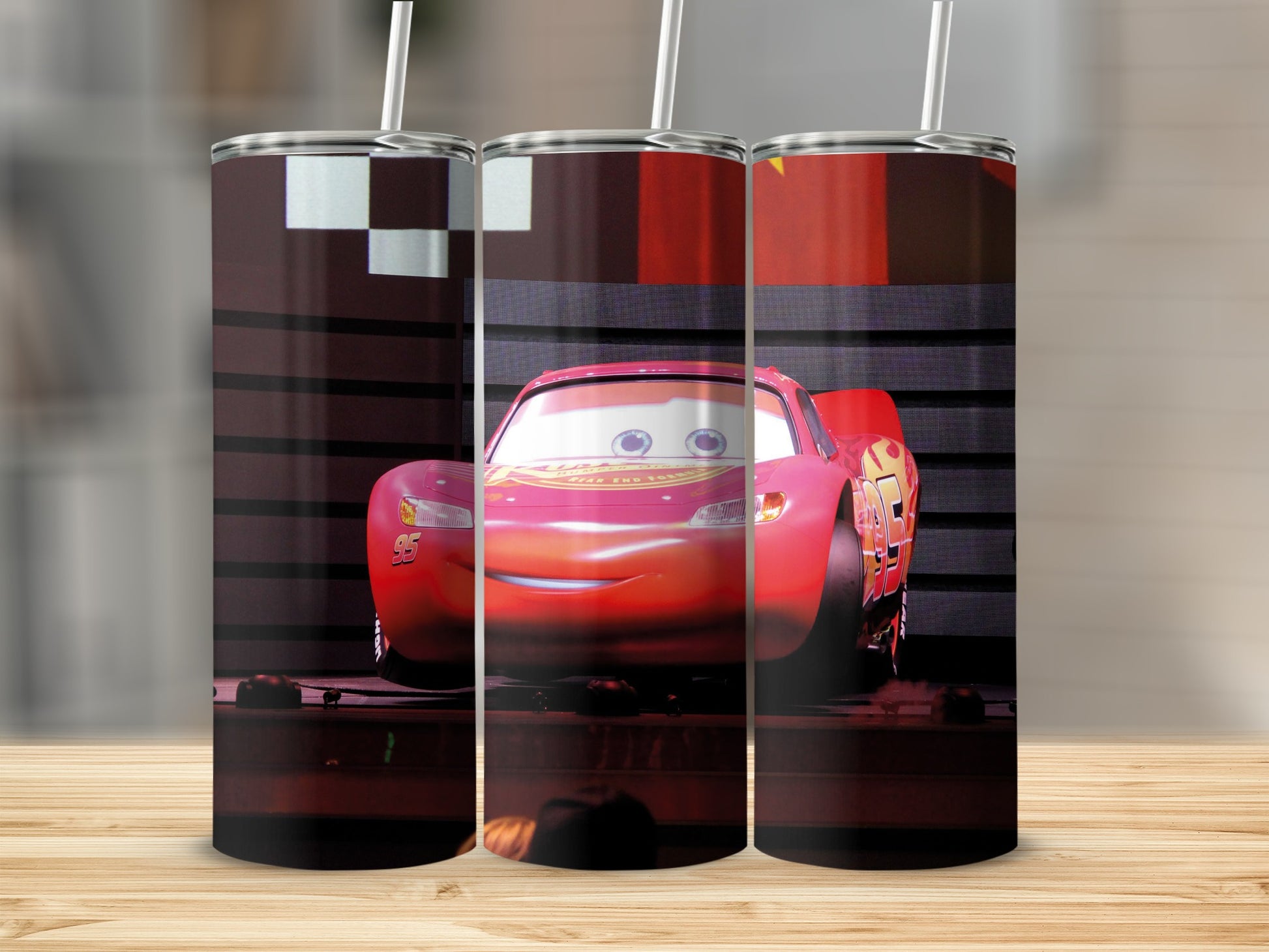 Cars Lightning McQueen Design Tumblers Adjustable Lids