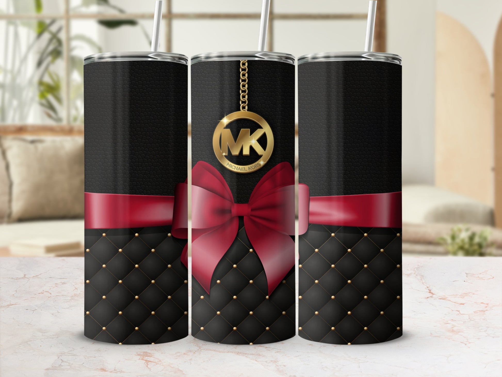 Luxurious Black And Red Tumbler With Gold Accents